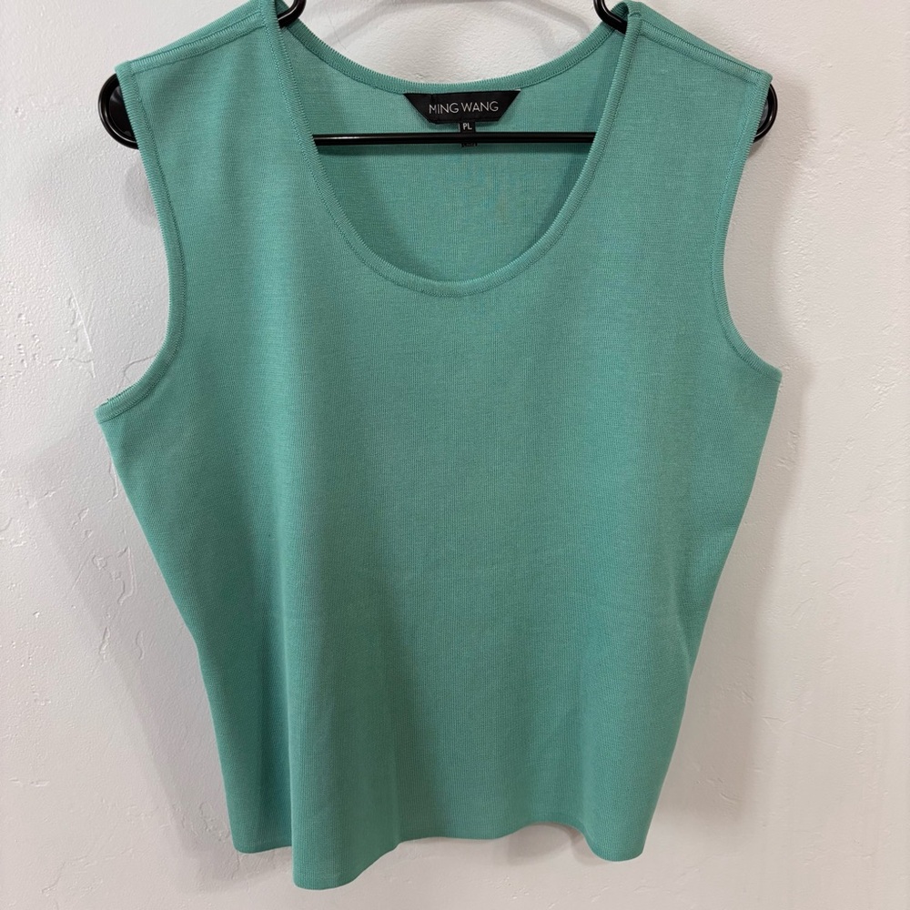 NWOT Ming Wang Women's Sea Green Sleeveless Scoop Neck Sleeveless Top Sz PL